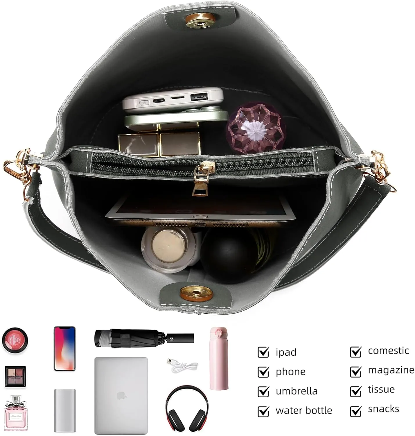 Valleycomfy Suede Bucket Purses for Women Tote Shoulder Bucket Bag