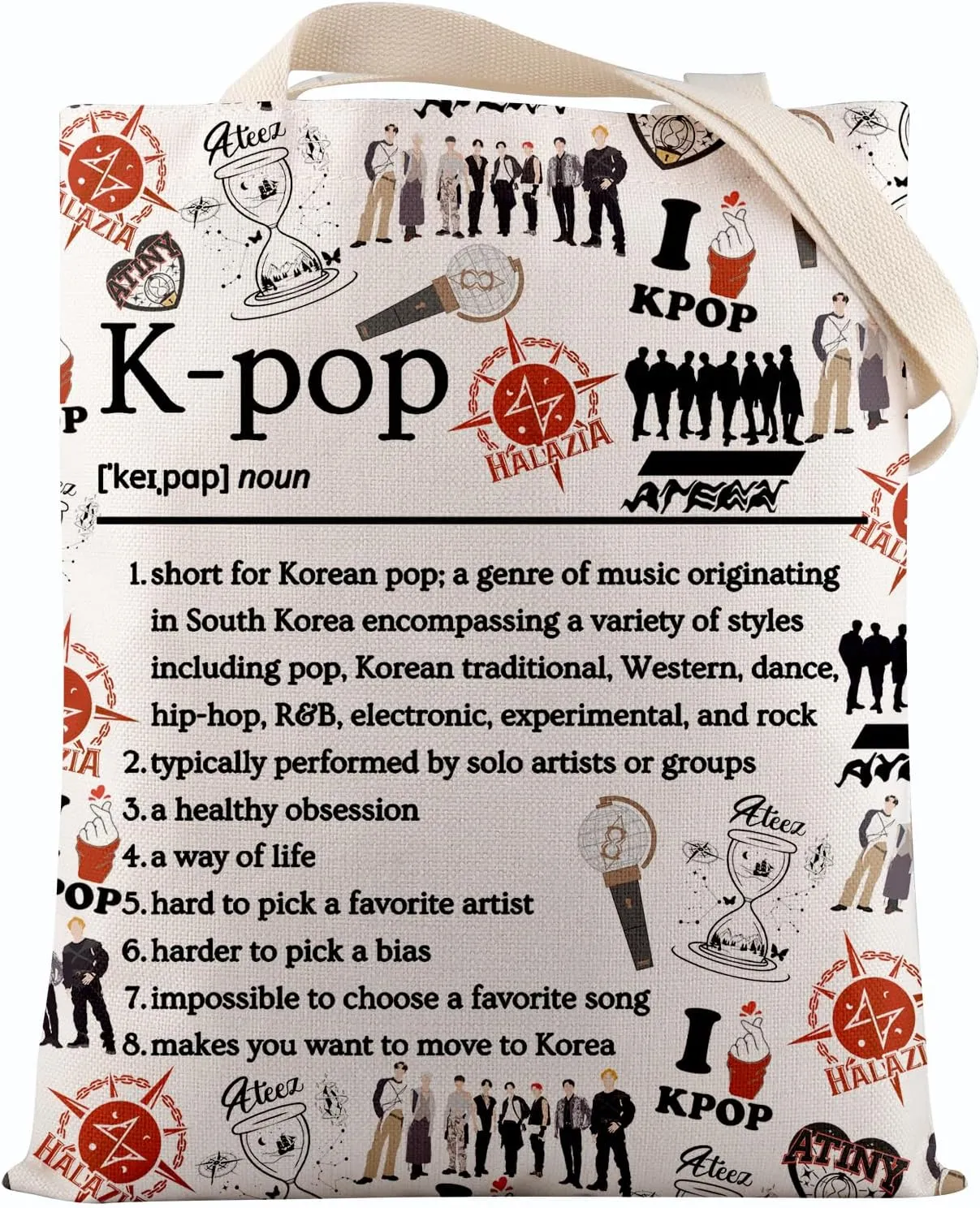 VAMSII Ateezz K-pop Merch K-POP Music Lover Tote Bag K-Pop Group Members Fans Gift Singer Album Inspired Gift
