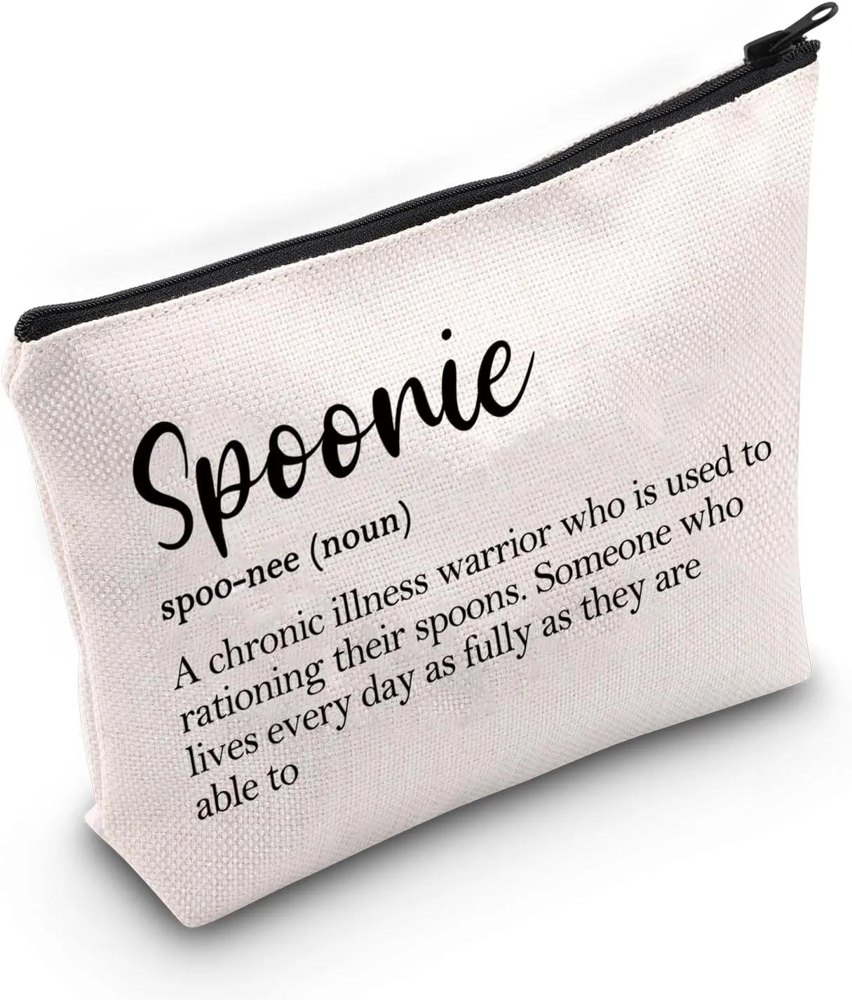 VAMSII Chronic Illness Inspired Gift Invisible Illness Spoonie Definition Makeup Bag Warrior Cosmetic Bag Hidden Disability Gift (Spoonie Definition M)