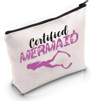 VAMSII Scuba Diving Lover Gift Certified Mermaid Makeup Bag Scuba Diver Cosmetic Bag Scuba Diving Merch (Certified Mermaid M)