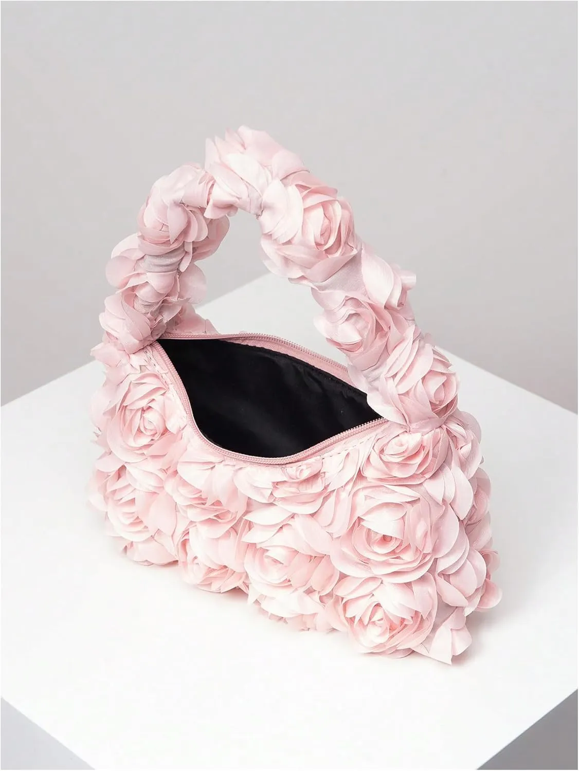 Verdusa Women's 3D Rose Applique Shoulder Bag Floral Hobo Handbags