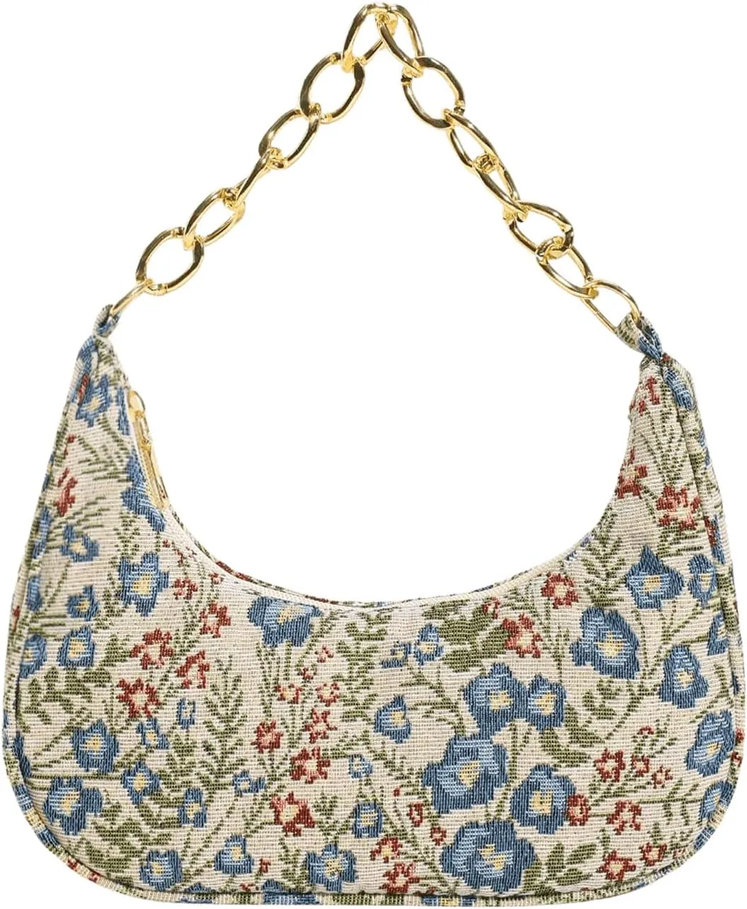 Verdusa Women's Floral Top Handle Hobo Bags Metal Chain Crescent Bag Handbags
