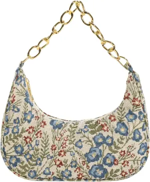 Verdusa Women's Floral Top Handle Hobo Bags Metal Chain Crescent Bag Handbags