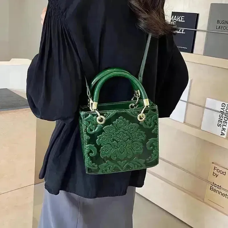 Vintage Embossed Floral Handbag