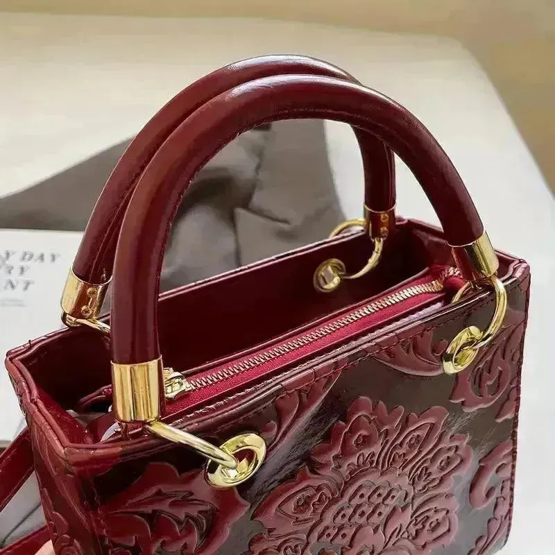 Vintage Embossed Floral Handbag