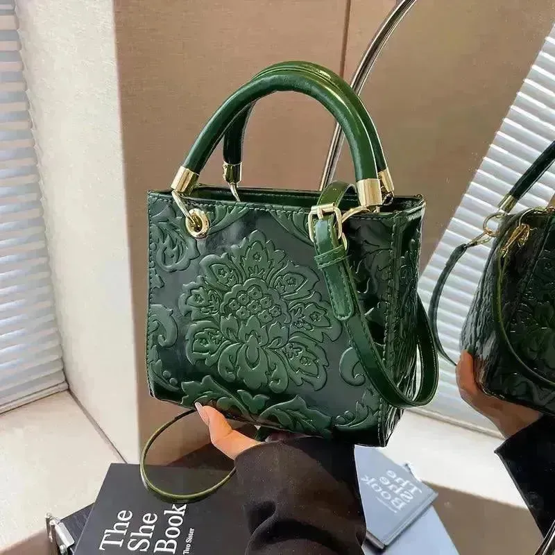 Vintage Embossed Floral Handbag
