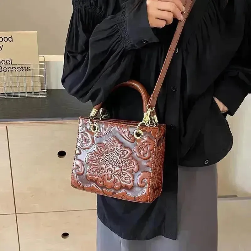 Vintage Embossed Floral Handbag
