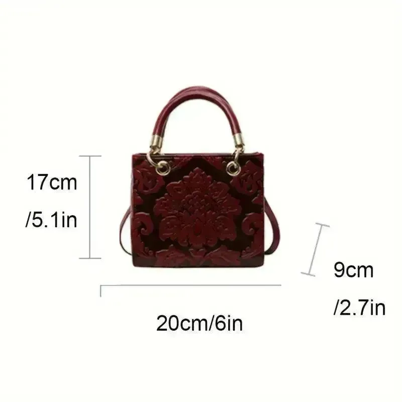 Vintage Embossed Floral Handbag