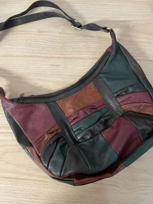 vintage italy patchwork leather hobo banana bag