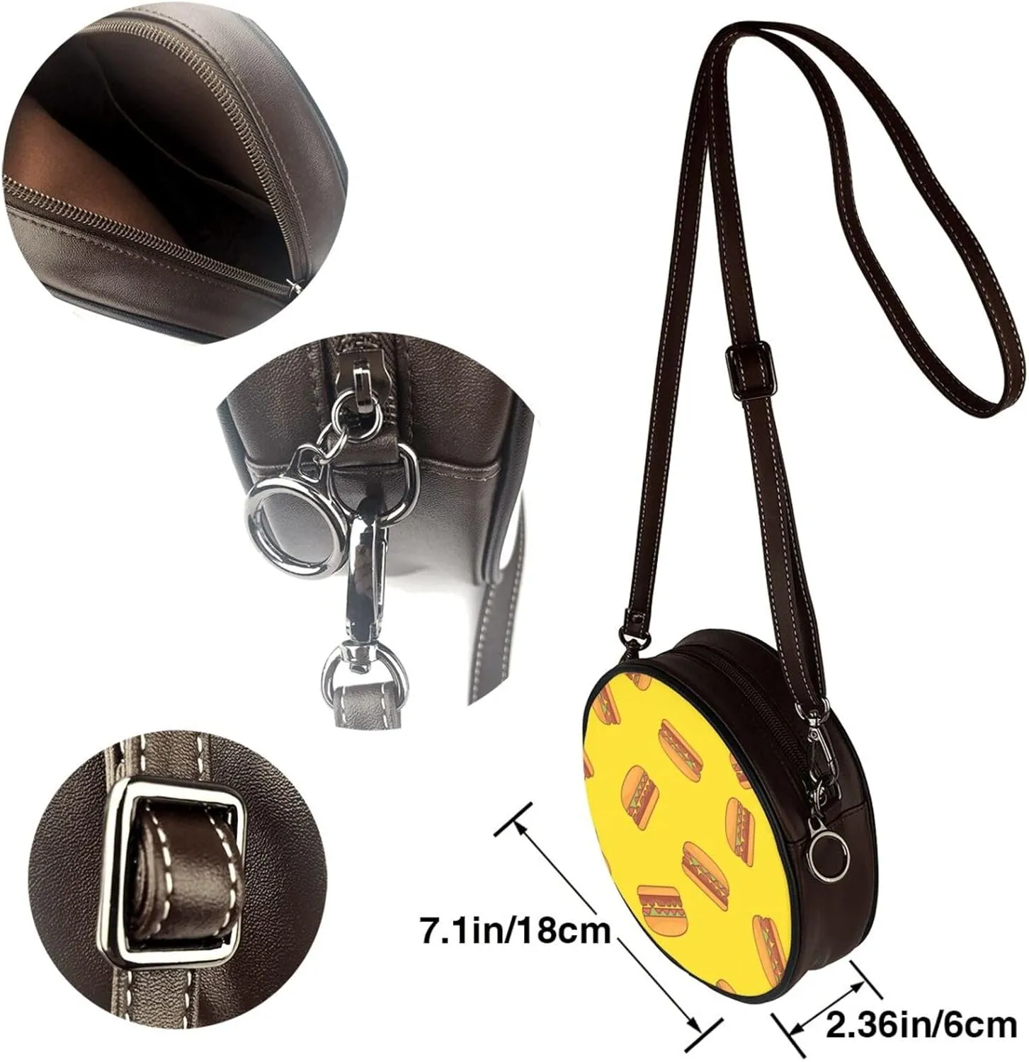 Vintage PU Leather Crossbody Purse Satchel, Small Cute Crossbody Round Bags for Women Sling Shoulder Bag