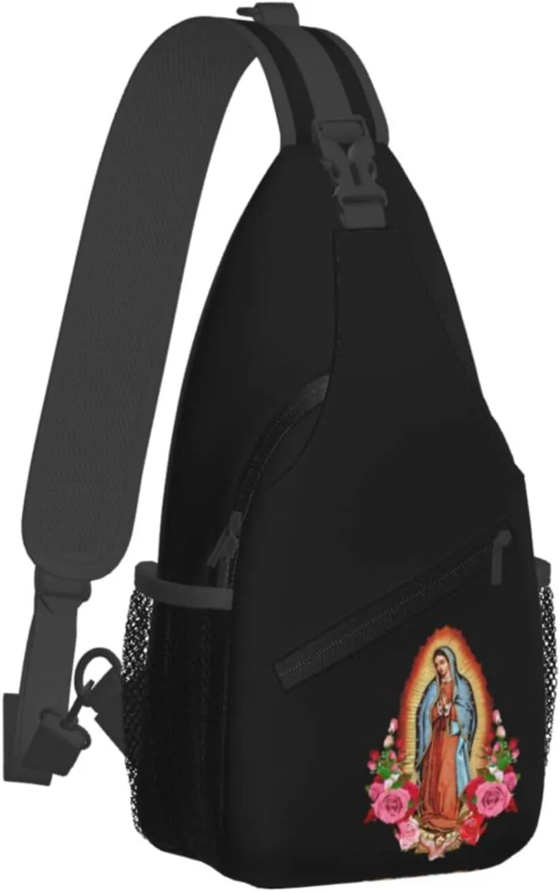 Virgen De Guadalupe Virgin Mary Sling Backpack Shoulder Chest Bag For Men Women Hiking Travel Crossbody Daypack