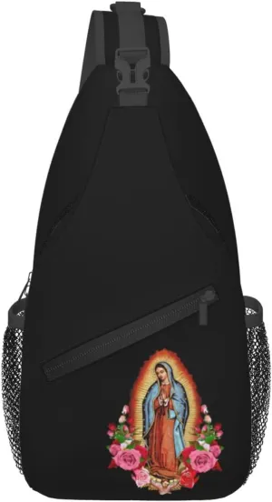 Virgen De Guadalupe Virgin Mary Sling Backpack Shoulder Chest Bag For Men Women Hiking Travel Crossbody Daypack