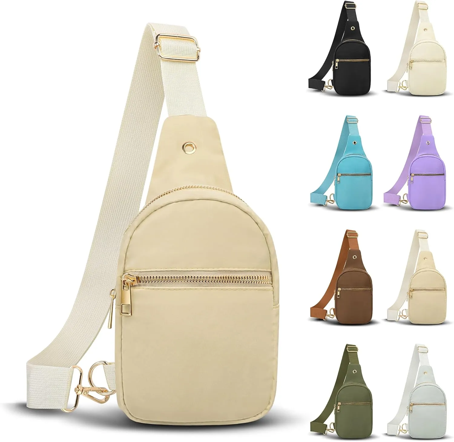 VOROLO Large Sling Bag,Crossbody Bags For Women and Men Cross body Bag Khaki