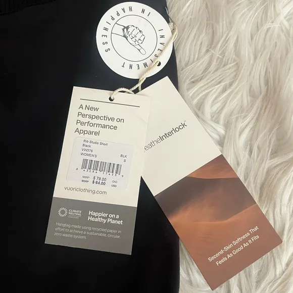 {Vuori} Rib Studio Shorts in Black - Womens Small - NWT