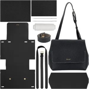 WADORN DIY Imitation Leather Shoulder Bag Sewing Set, Women's Crossbody Handbag Making Kits Imitation Leather Handmade Satchel Handbag Making Kit for Handmade Craft Bag Making Accessories, Black