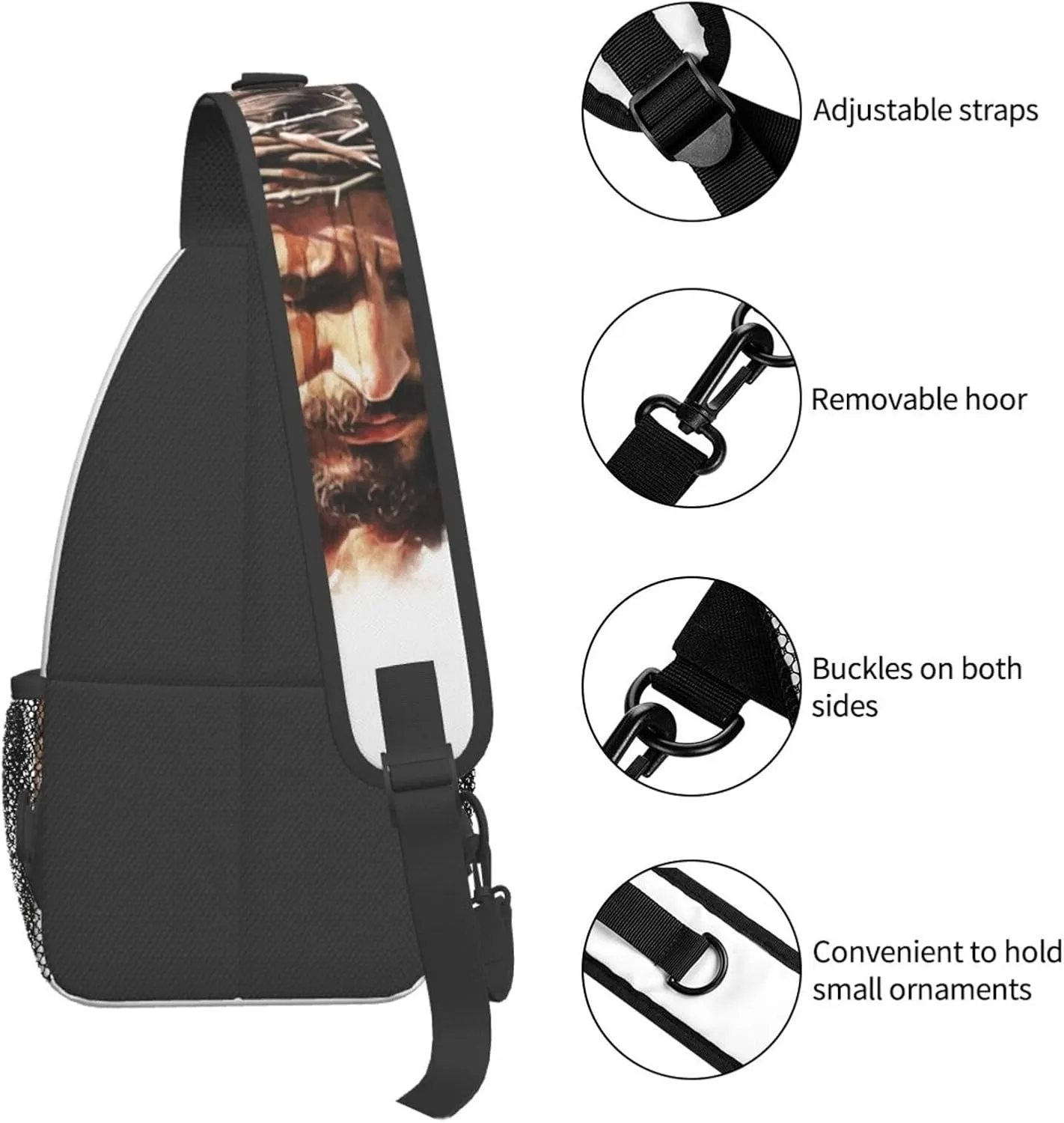Watercolor Jesus Sling Bag For Men Crossbody Backpack,Women Shoulder Bag For Travel Sport
