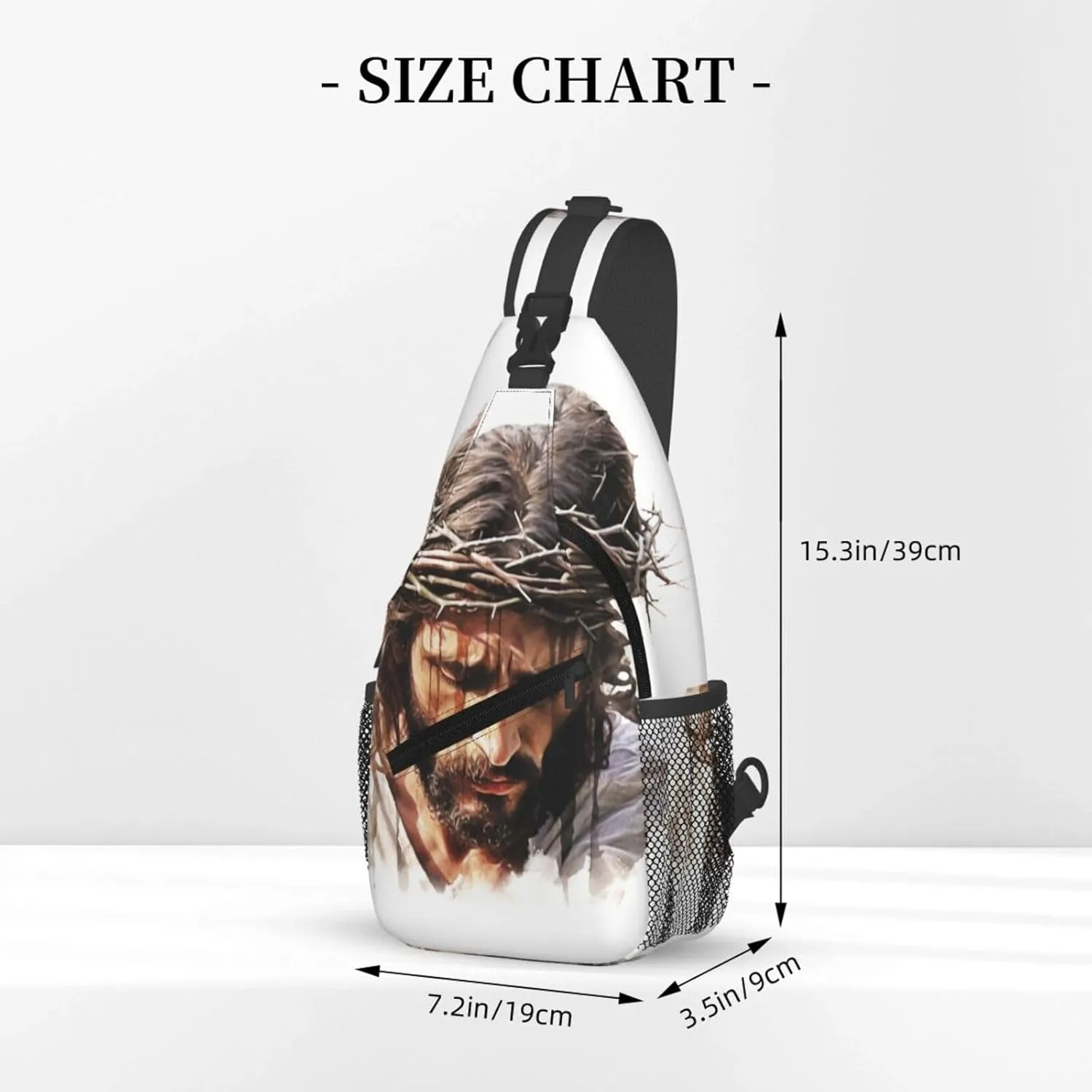 Watercolor Jesus Sling Bag For Men Crossbody Backpack,Women Shoulder Bag For Travel Sport