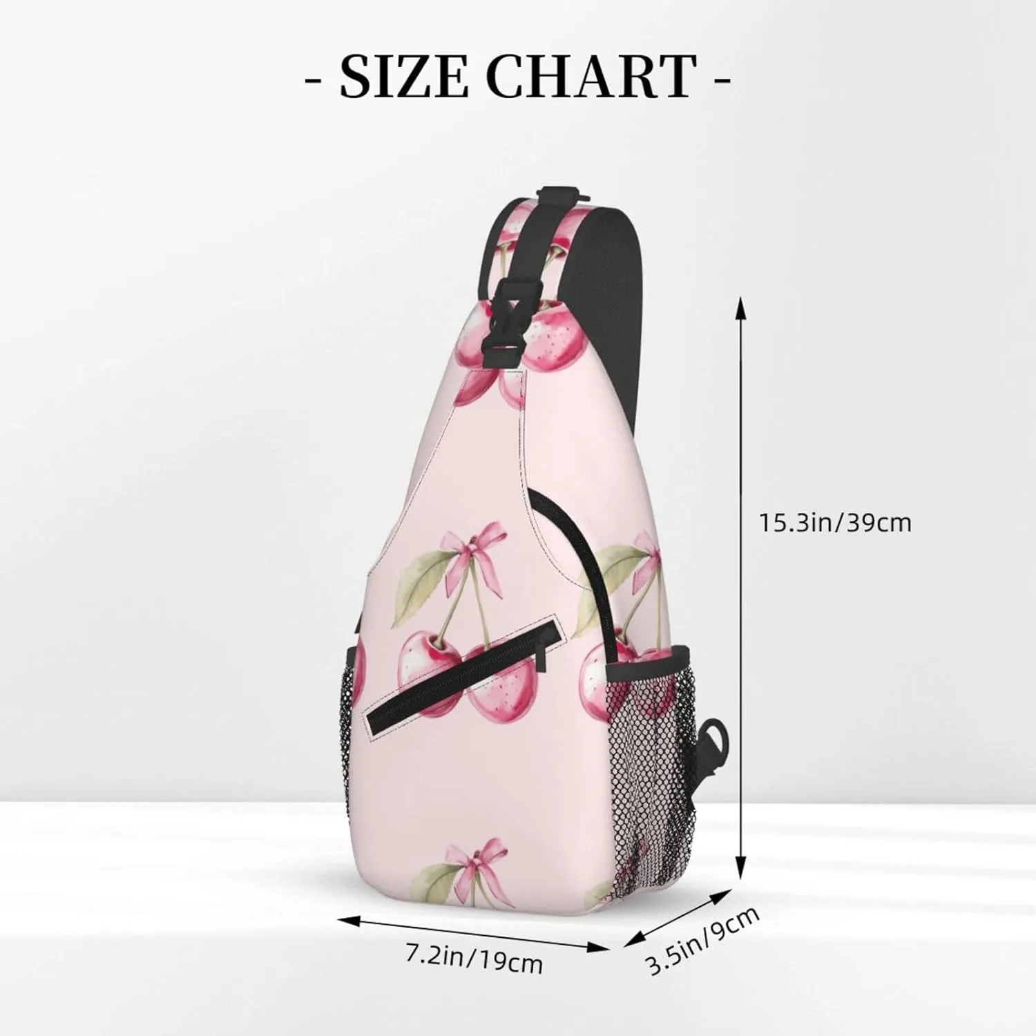 Watercolor Two Pink Cherry With Bow Sling Bag For Men Crossbody Backpack,Women Shoulder Bag For Travel Sport
