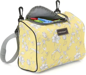Wearable Clothespin Bag with Shoulder & Waist Strap. Double Secure Clips & Quick Dry Mesh Clothes Pins Bag Holder. Clothes Pin Bag That Holds Up To 300 Medium Clothespins (Yellow Floral, Zip Top)