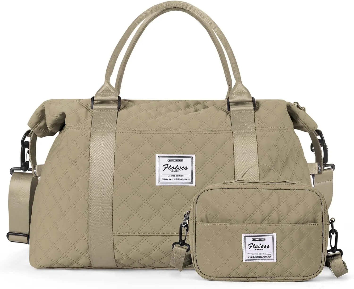 Weekender Bags for Women, Travel Duffel Overnight Carry on Bag with Toiletry Bag&Wet Pocket,Pale Khaki