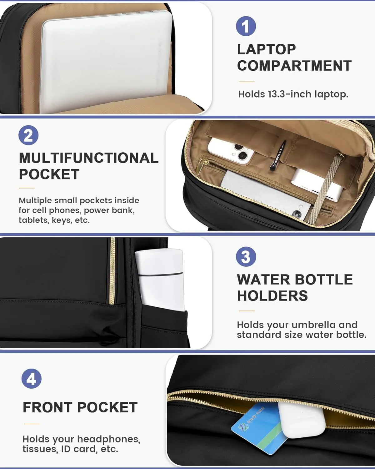 wepadre Small Travel Backpack Carry on Flight Approved Personal Item Travel Bag Carry on Backpack for Women Work Laptop Backpack for Traveling Personal Bags for Airplanes Mochila De Viaje