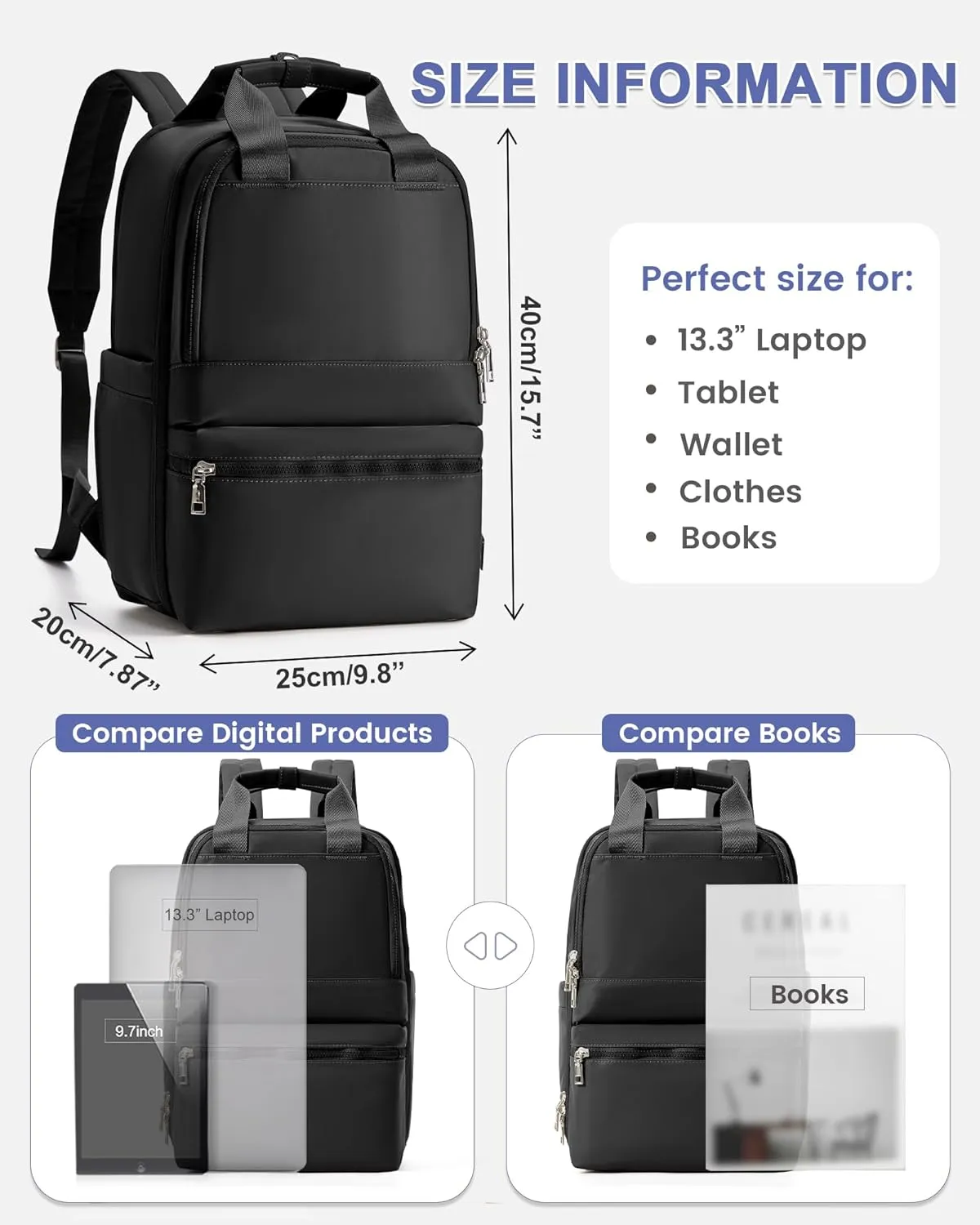 wepadre Small Travel Backpack Carry on Flight Approved Personal Item Travel Bag Carry on Backpack for Women Work Laptop Backpack for Traveling Personal Bags for Airplanes Mochila De Viaje