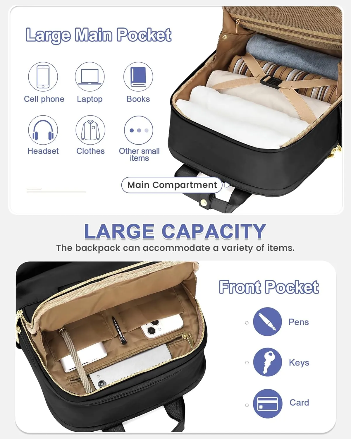 wepadre Small Travel Backpack Carry on Flight Approved Personal Item Travel Bag Carry on Backpack for Women Work Laptop Backpack for Traveling Personal Bags for Airplanes Mochila De Viaje