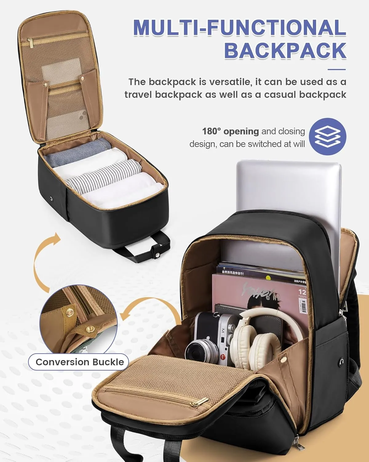 wepadre Small Travel Backpack Carry on Flight Approved Personal Item Travel Bag Carry on Backpack for Women Work Laptop Backpack for Traveling Personal Bags for Airplanes Mochila De Viaje