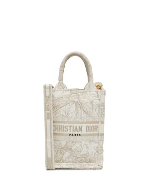 White Dior Mini Jardin D'Hiver Vertical Book Tote Satchel
