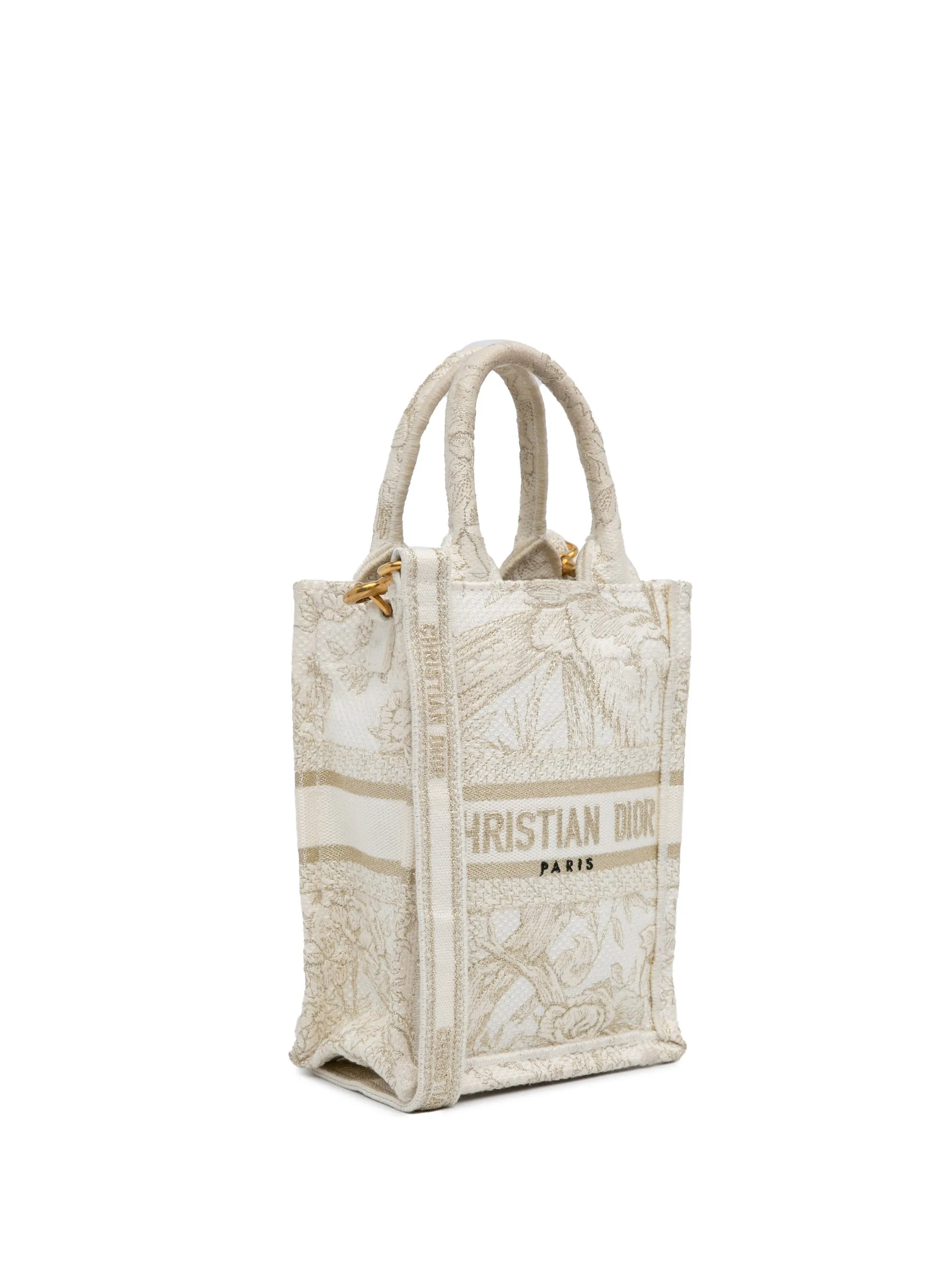 White Dior Mini Jardin D'Hiver Vertical Book Tote Satchel