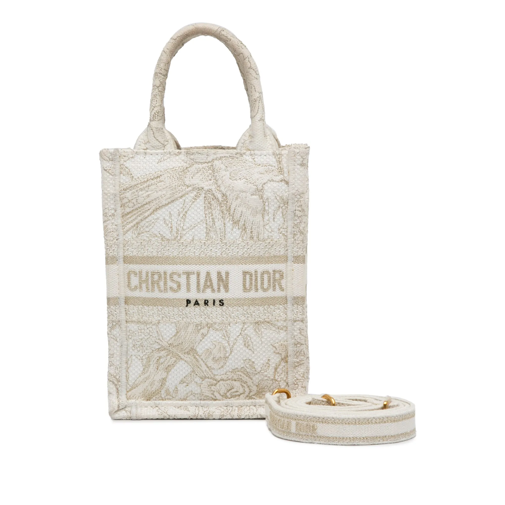 White Dior Mini Jardin D'Hiver Vertical Book Tote Satchel