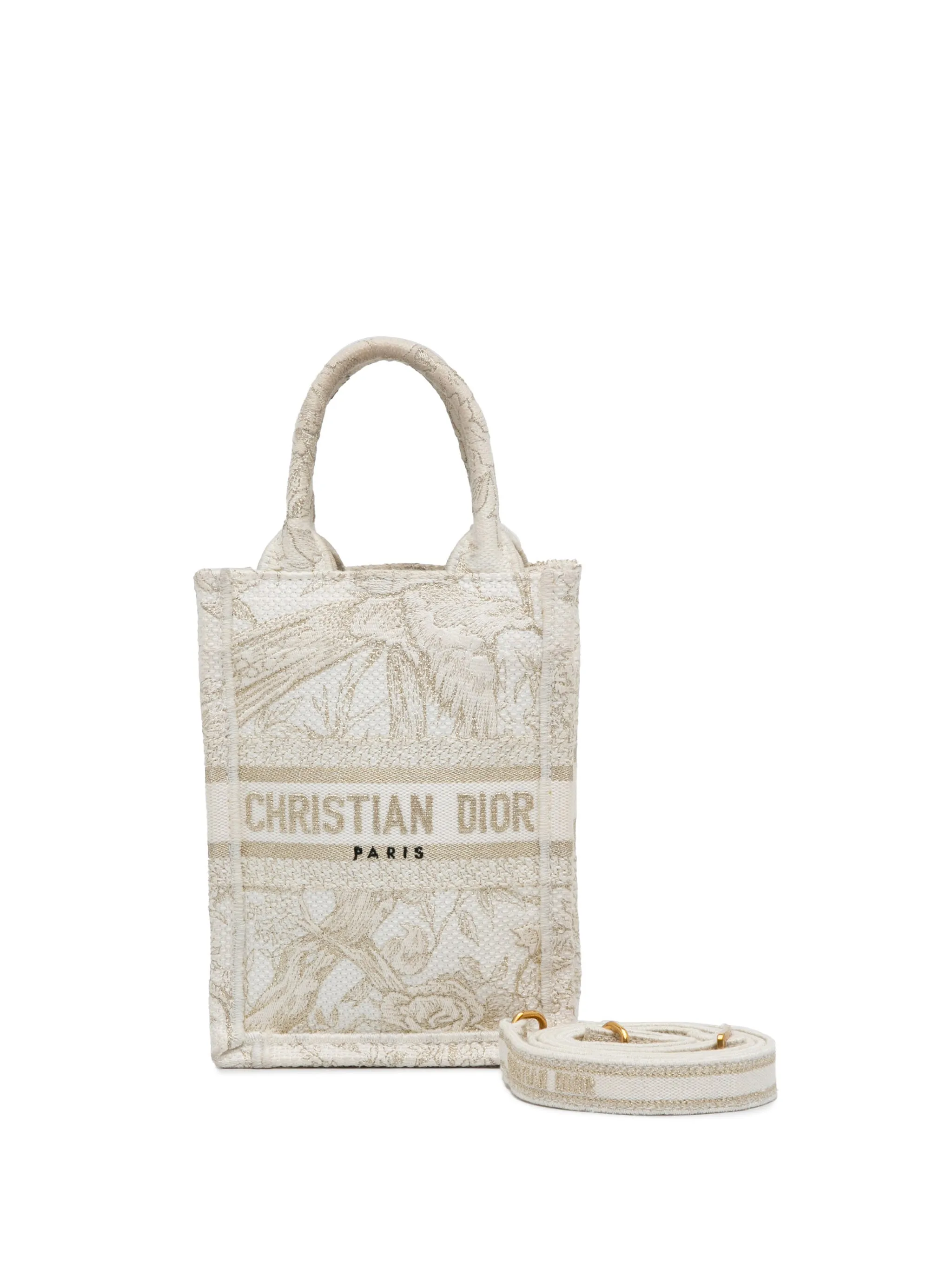 White Dior Mini Jardin D'Hiver Vertical Book Tote Satchel