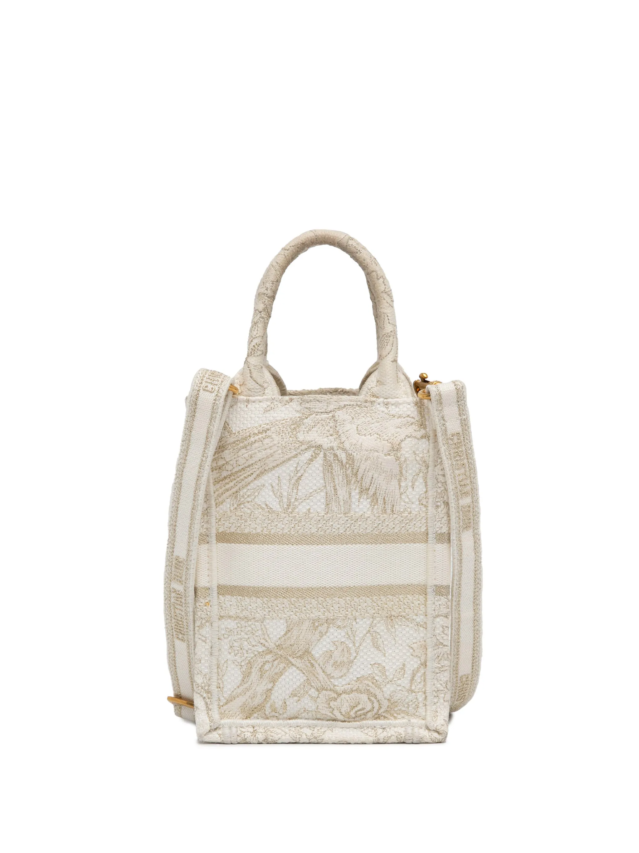 White Dior Mini Jardin D'Hiver Vertical Book Tote Satchel