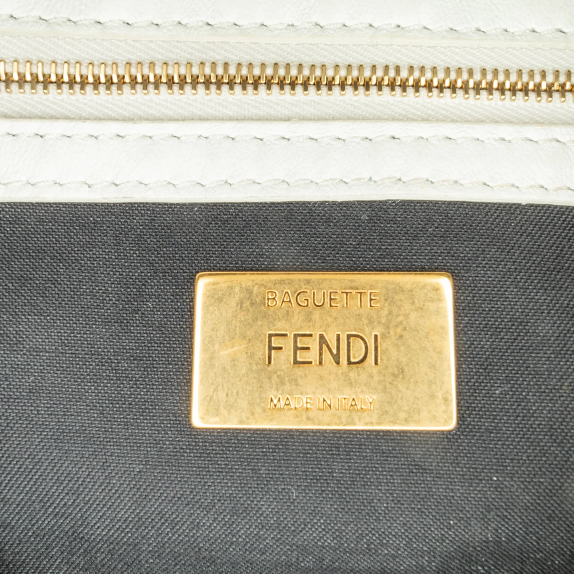 White Fendi Joshua Vides California Sky Medium Embossed Baguette Satchel