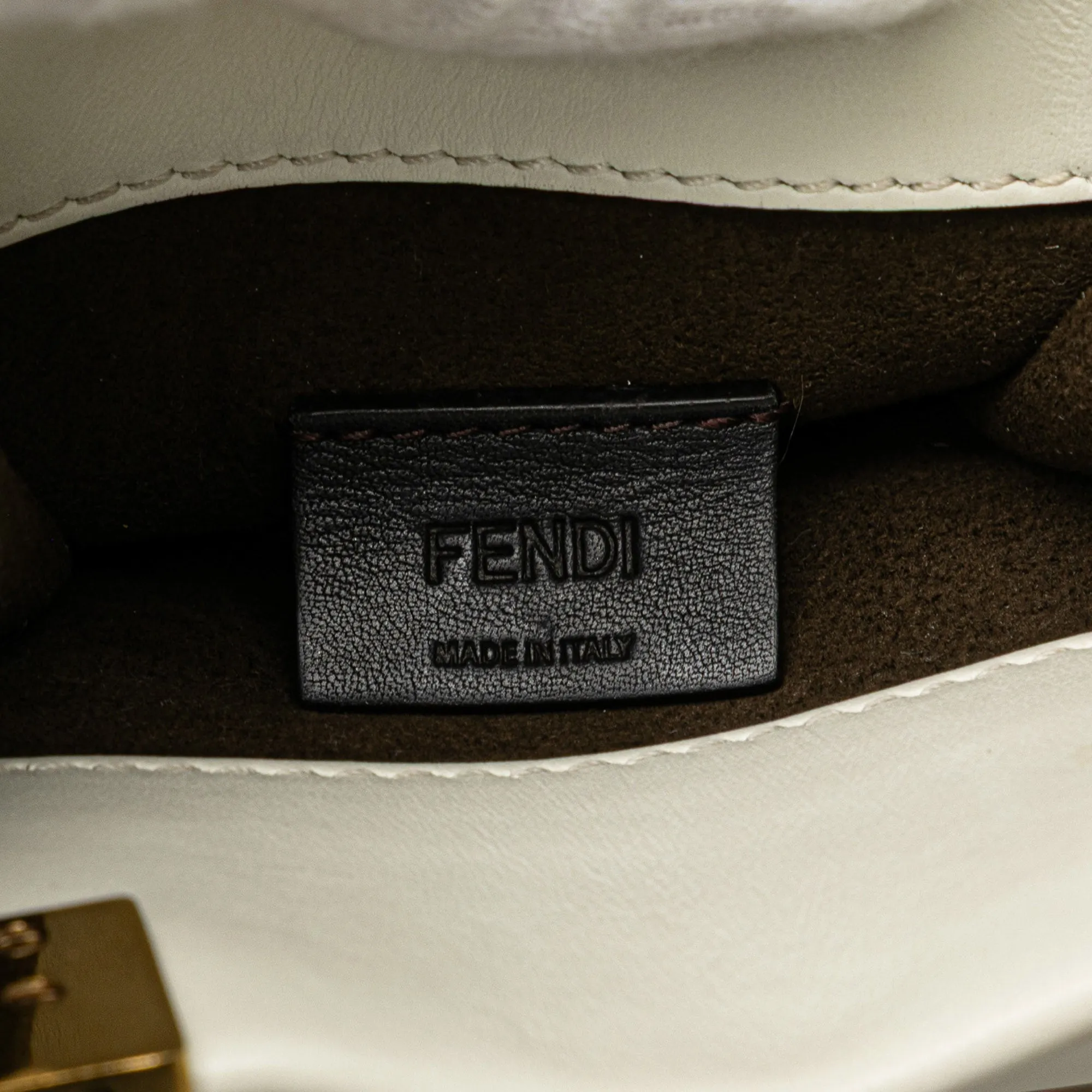 White Fendi Mini Zucca Embossed Leather Sunshine Shopper Tote Satchel