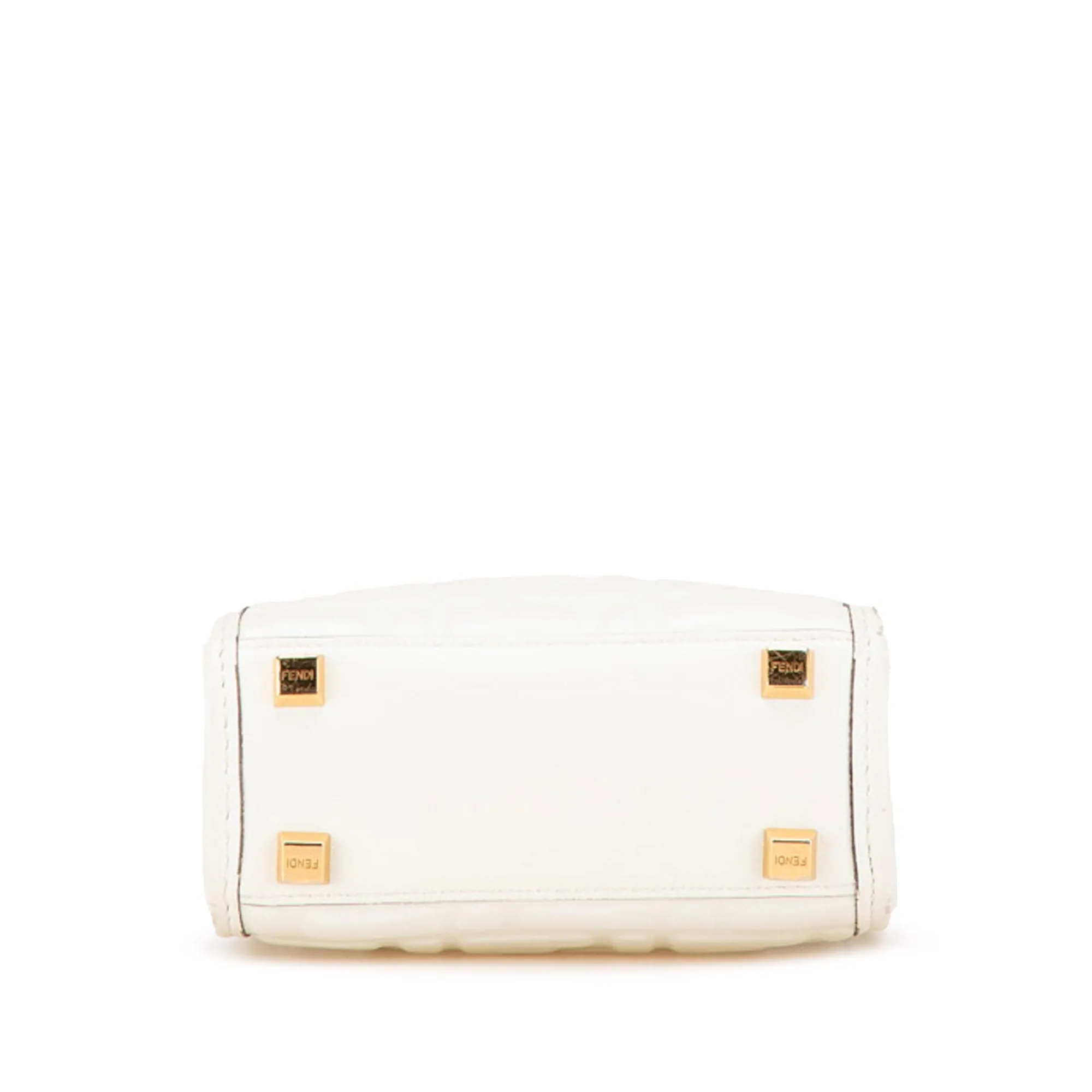 White Fendi Mini Zucca Embossed Leather Sunshine Shopper Tote Satchel