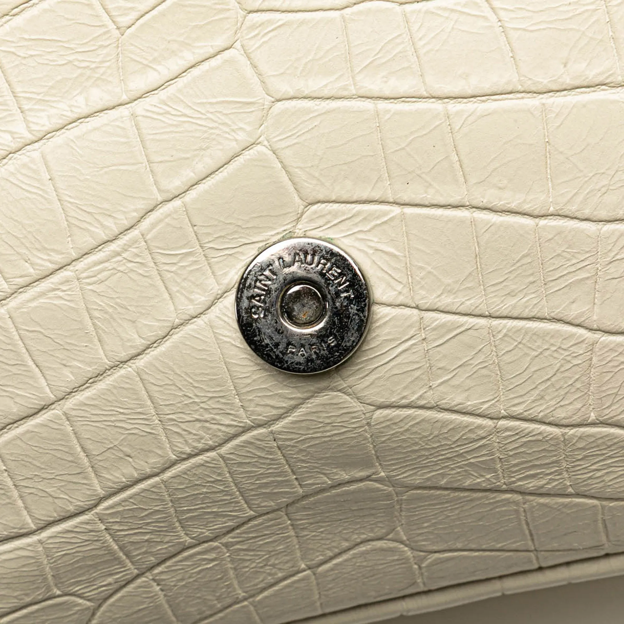 White Saint Laurent Medium Embossed Calfskin College Satchel