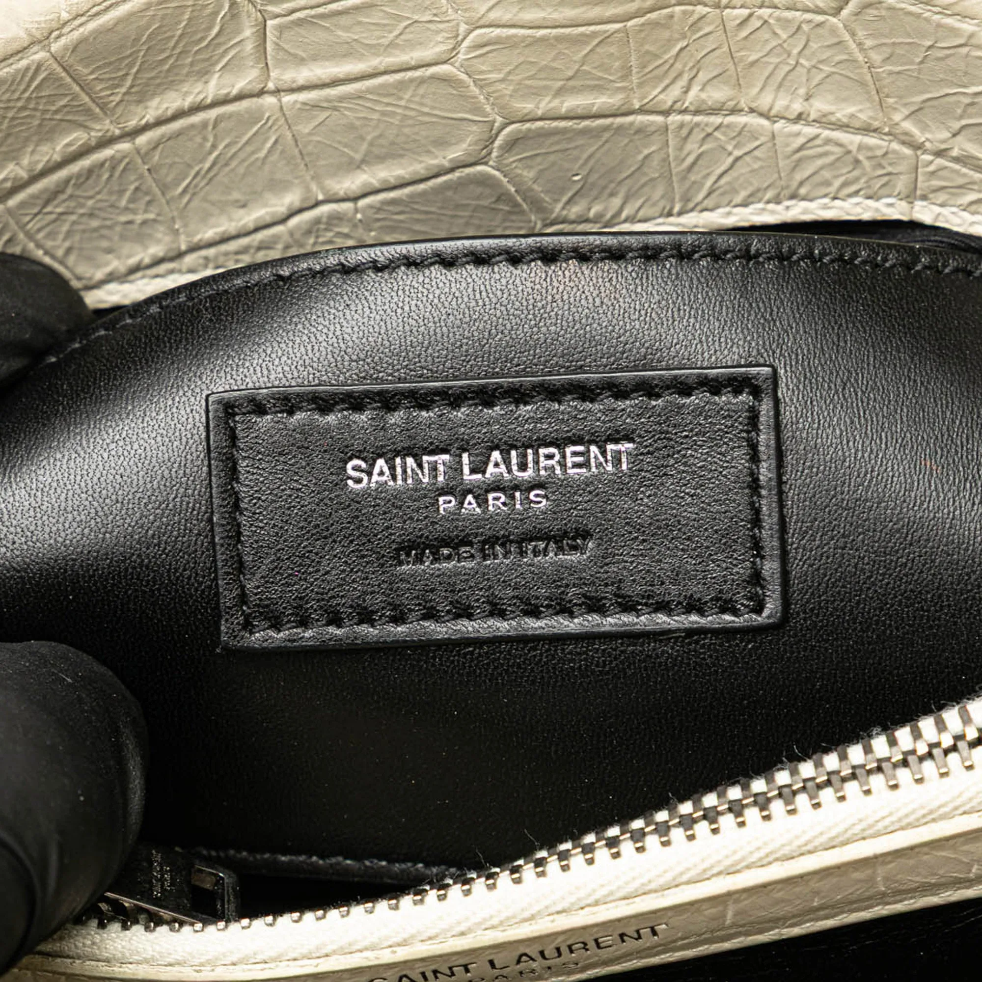 White Saint Laurent Medium Embossed Calfskin College Satchel