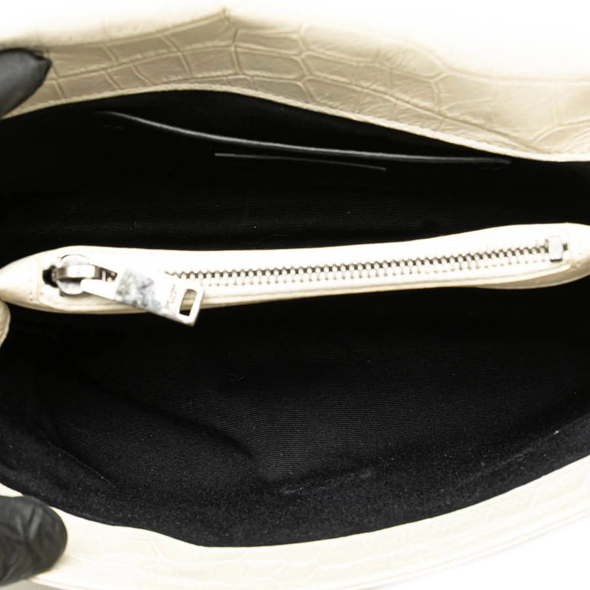 White Saint Laurent Medium Embossed Calfskin College Satchel