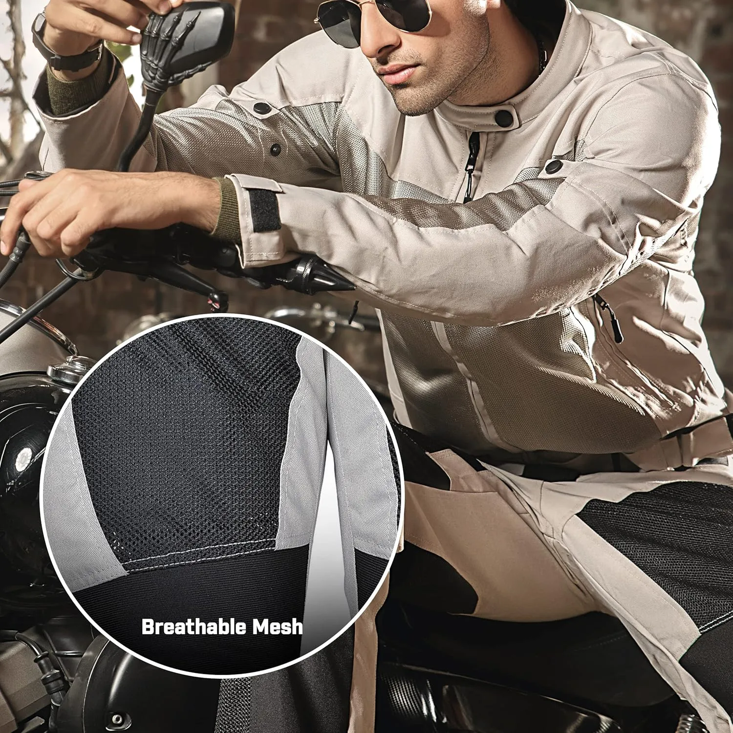 WICKED STOCK Men's Grey Mesh Motorcycle Pants - High Rise, Zipper Closure, Summer, Motocross, Dirt Bike, Motorcycle
