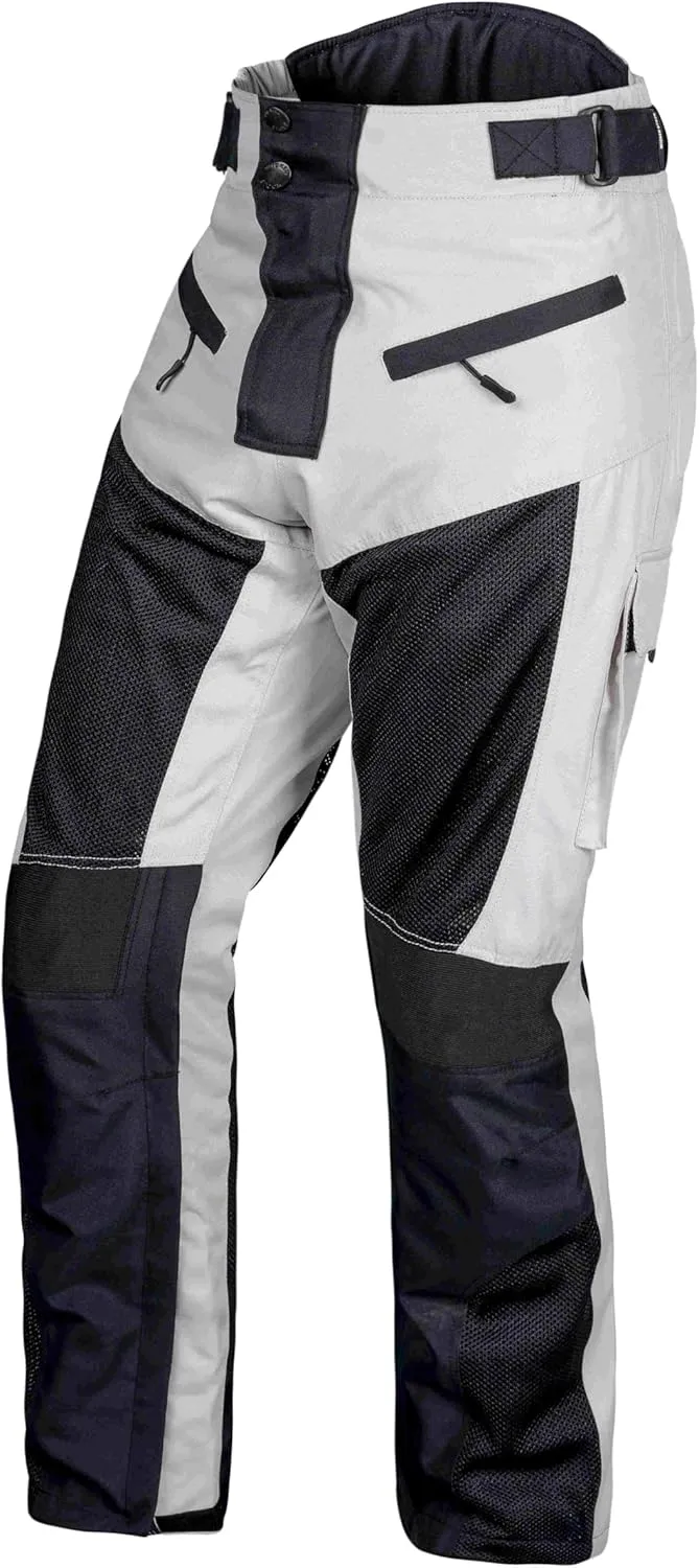 WICKED STOCK Men's Grey Mesh Motorcycle Pants - High Rise, Zipper Closure, Summer, Motocross, Dirt Bike, Motorcycle