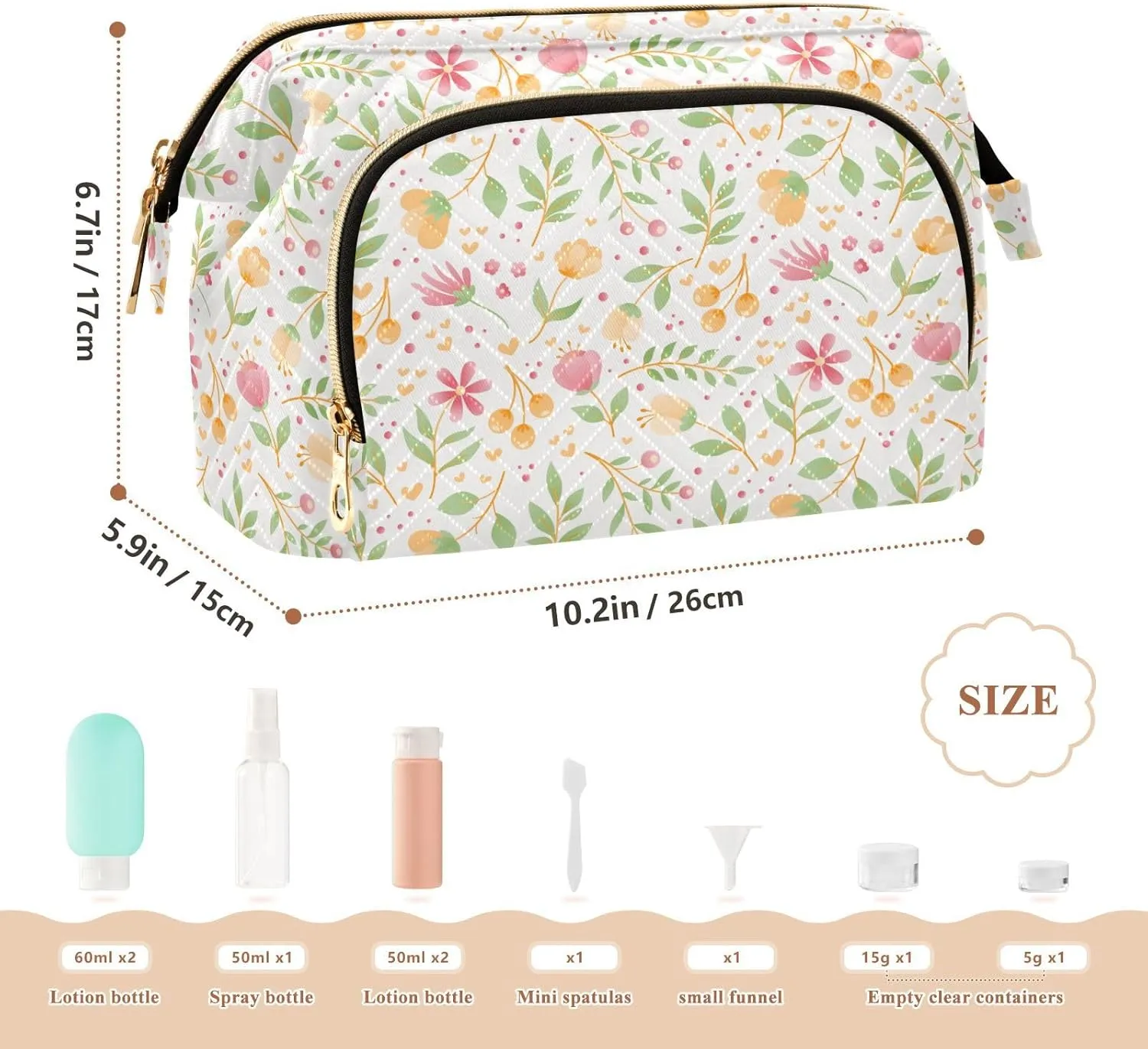 Wide Open Quilted Cosmetic Bag Large Capacity Travel Toiletry Pouch with Lightweight and Puffy Design
