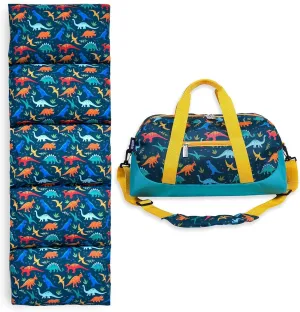 Wildkin Kids Duffel Bag Bundle with Pillow Lounger (Jurassic Dinosaurs)
