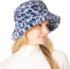Winter Bucket Hat for Women Faux Fur Animal | Plaid Print Fuzzy Warmer Fisherman Hats for Women