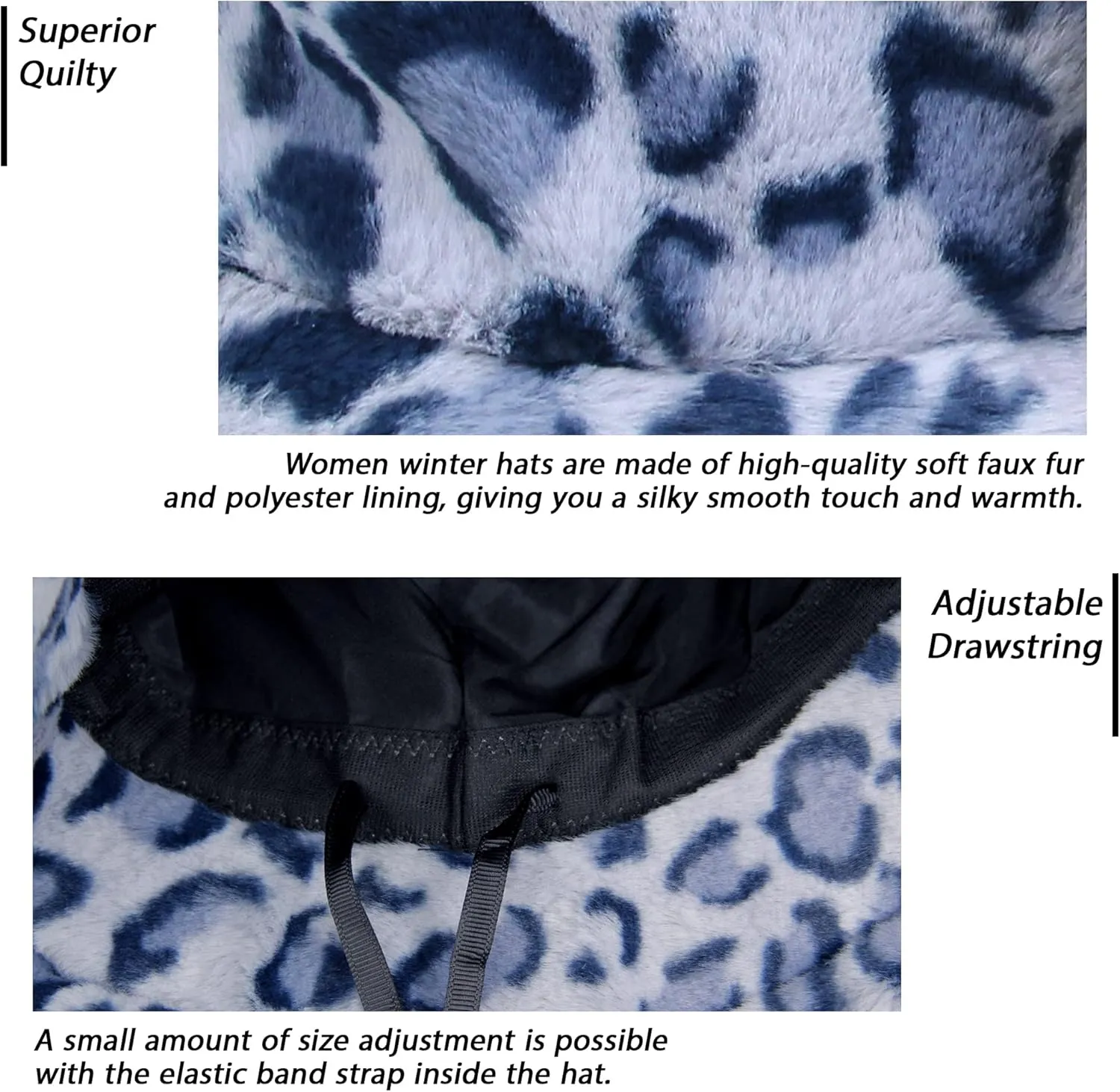Winter Bucket Hat for Women Faux Fur Animal | Plaid Print Fuzzy Warmer Fisherman Hats for Women