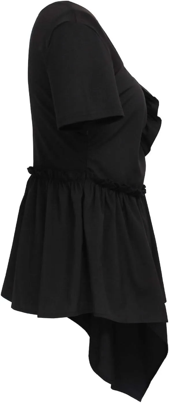 Women Asymmetric Crop Tops Shirts Mesh High Neck Sleeveless Club Tanks Blouses