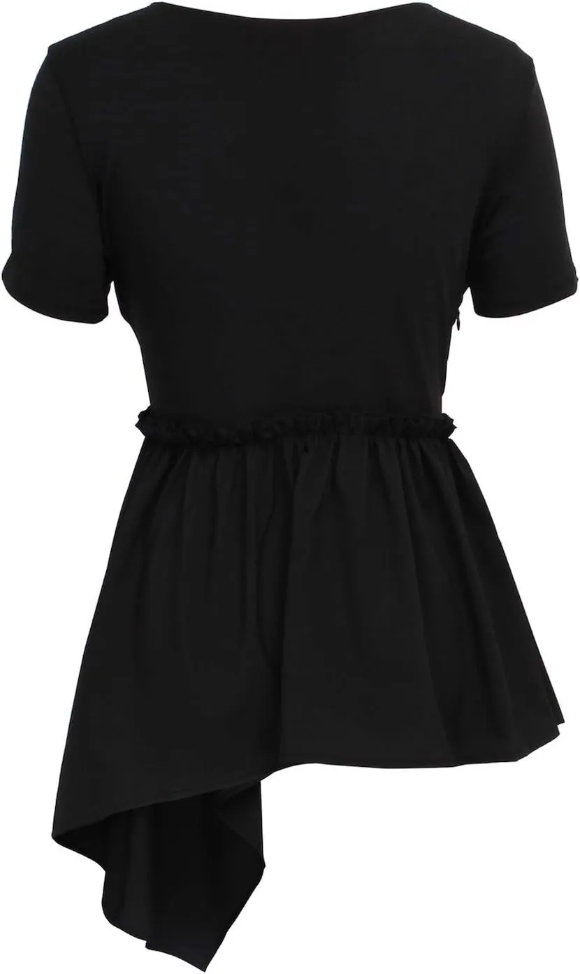 Women Asymmetric Crop Tops Shirts Mesh High Neck Sleeveless Club Tanks Blouses