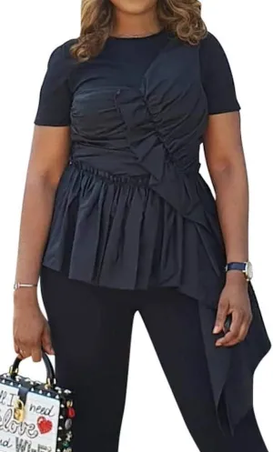 Women Asymmetric Crop Tops Shirts Mesh High Neck Sleeveless Club Tanks Blouses