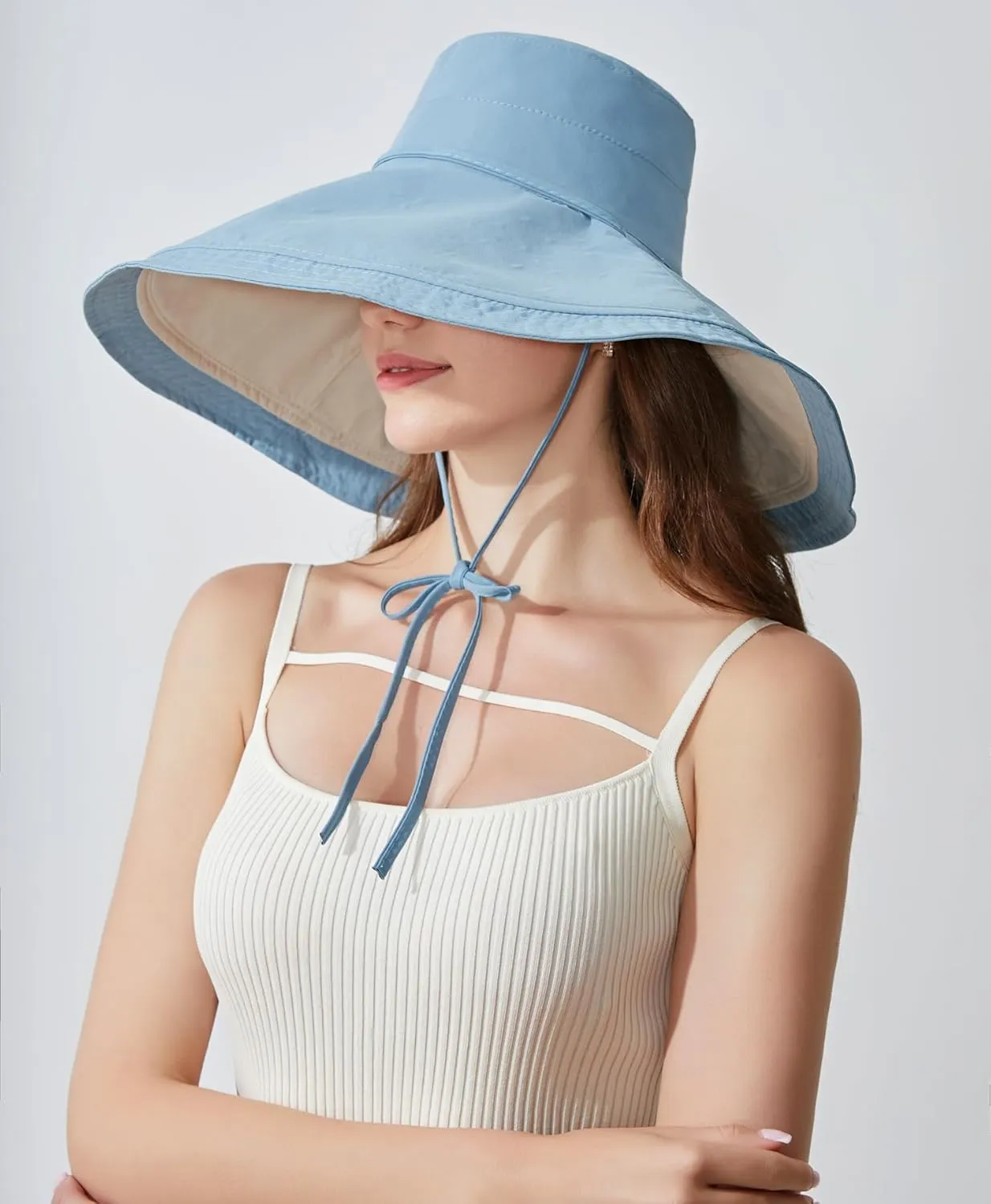 Women Bohemian Reversible Floral Cotton Sun Hat Wide Brim Outdoor Bucket Hats UV Protection