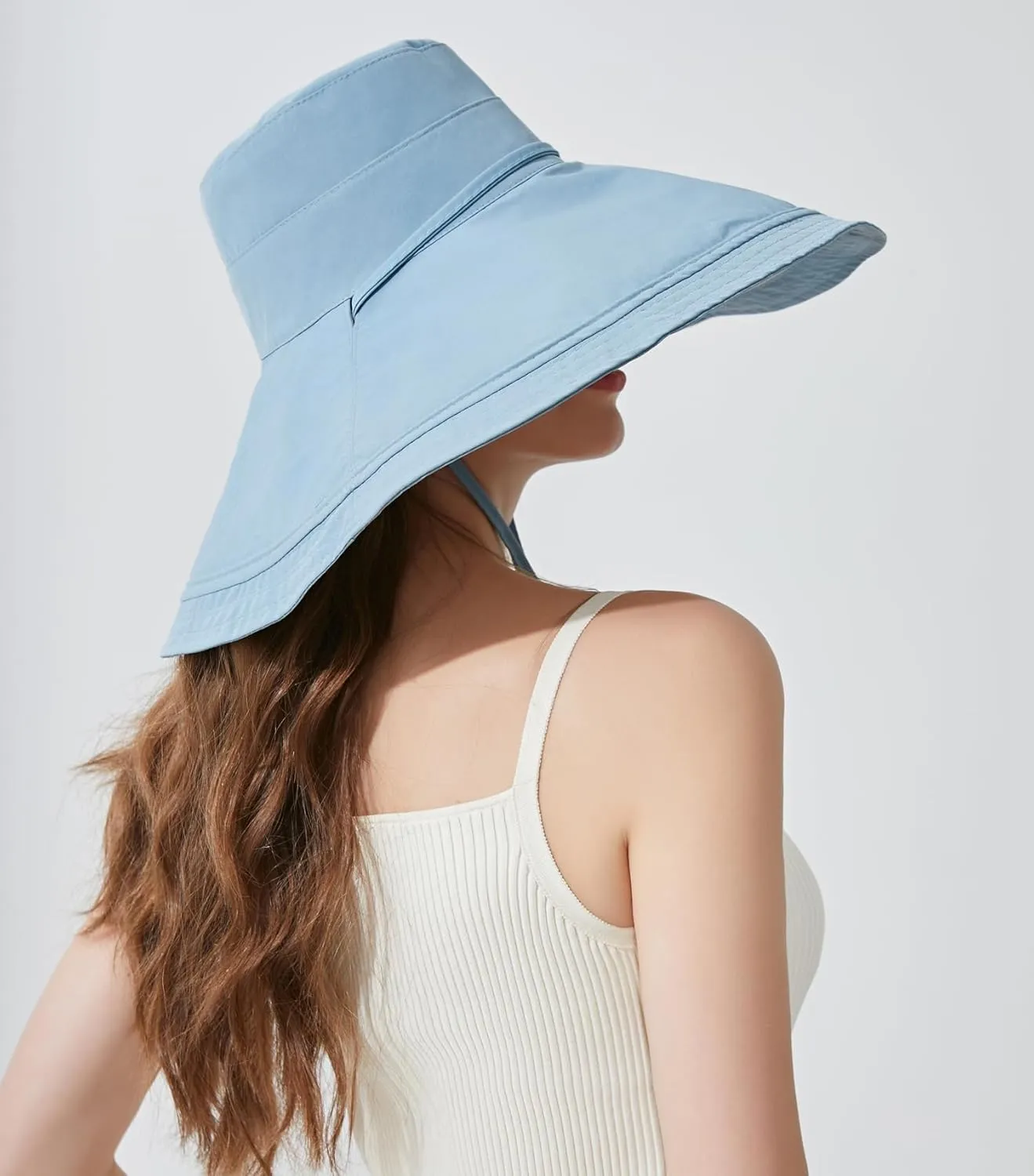 Women Bohemian Reversible Floral Cotton Sun Hat Wide Brim Outdoor Bucket Hats UV Protection